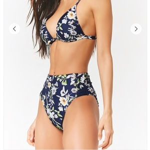 High Waisted Floral Print Bikini Bottoms